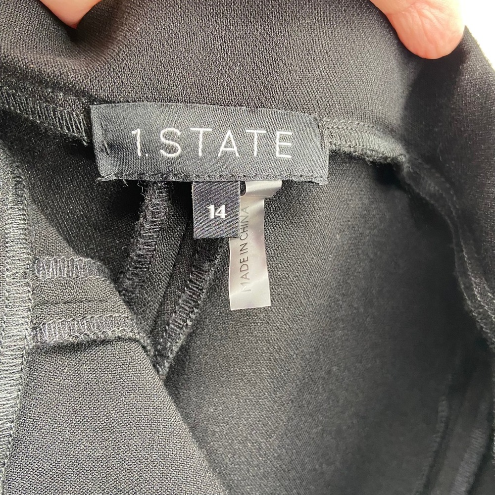 1.STATE Pants Womens Sz 14 Black Split Hem Side Zip Career Office - Picture 10 of 12
